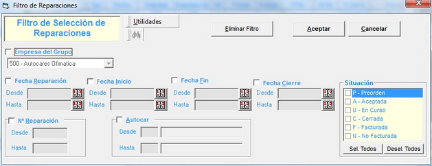 Filtro visor de reparaciones